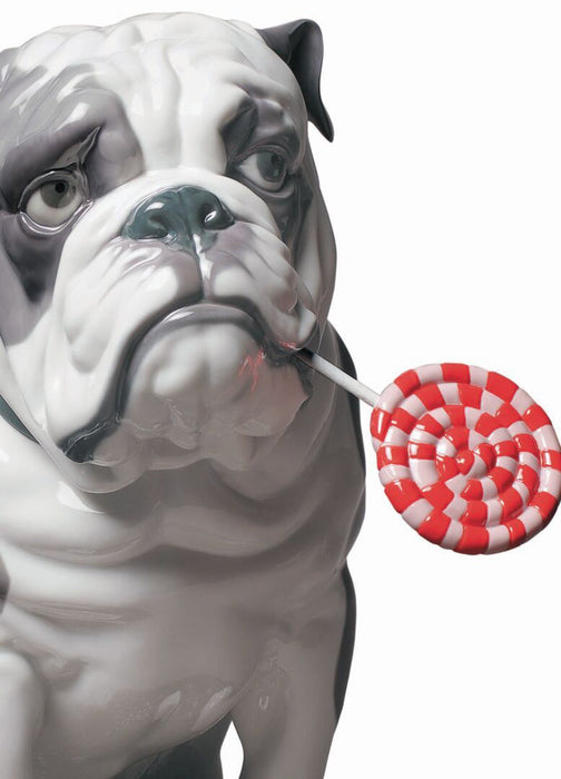 Lladro Bulldog with Lollipop Dog Figurine