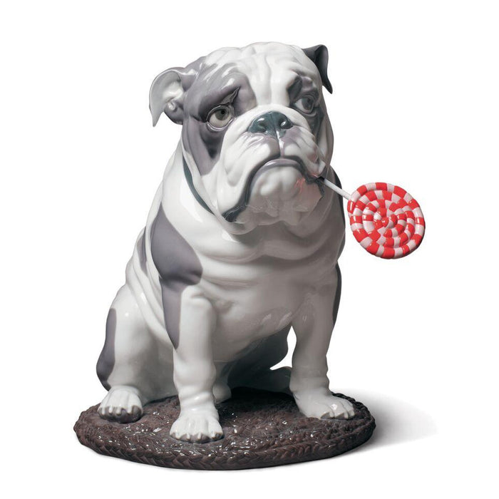 Lladro Bulldog with Lollipop Dog Figurine