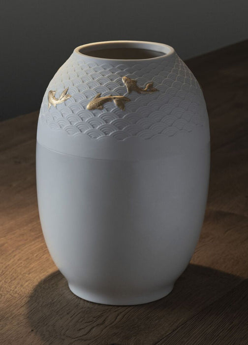 Lladro Koi Vase Golden Luster