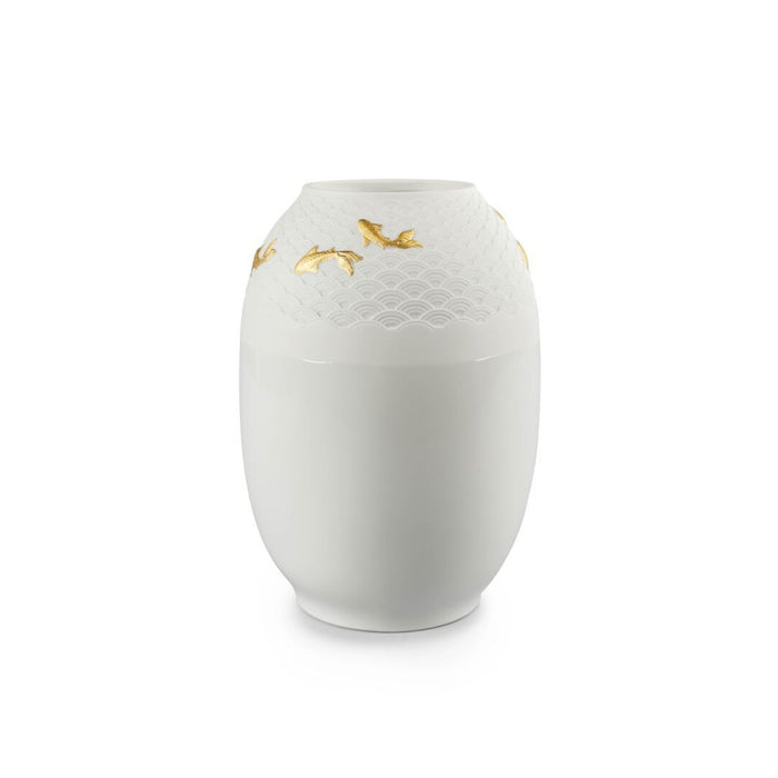 Lladro Koi Vase Golden Luster