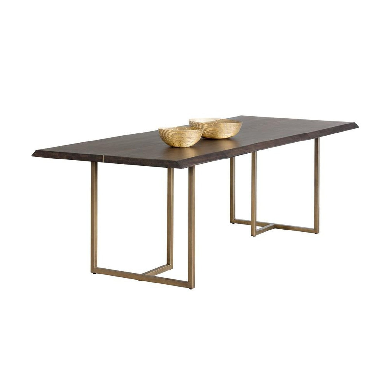 Sunpan Donnelly Dining Table Antique Brass, Dark Mango