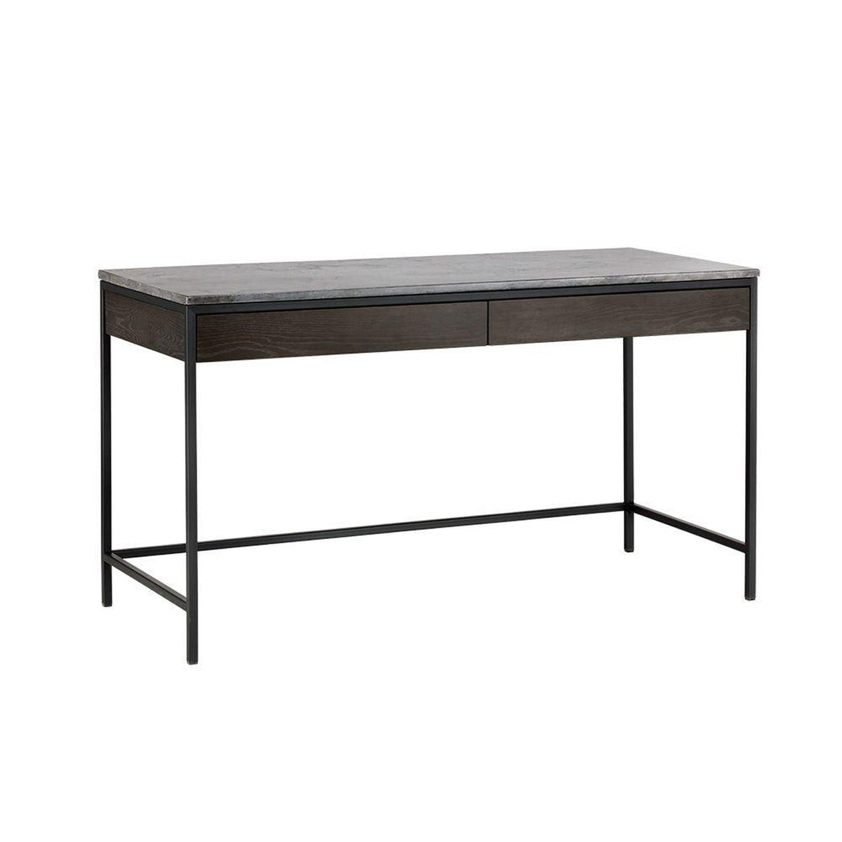 Sunpan Stamos Desk - Black - Light Grey Marble / Charcoal Grey