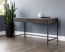 Sunpan Stamos Desk - Black - Light Grey Marble / Charcoal Grey