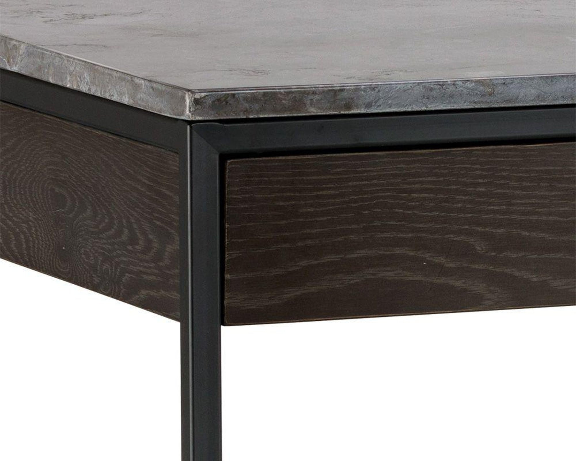 Sunpan Stamos Desk - Black - Light Grey Marble / Charcoal Grey