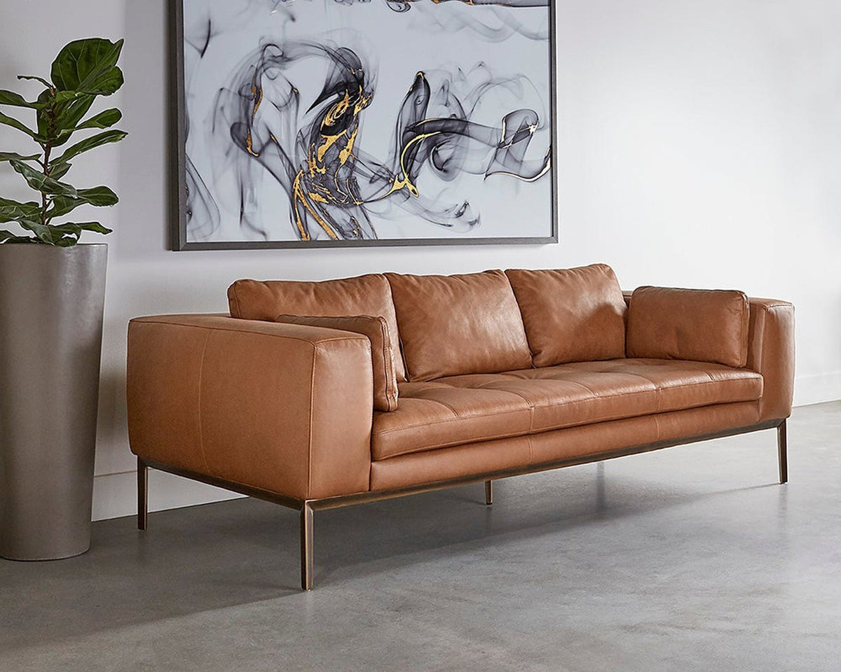 Sunpan Burr Leather Sofa