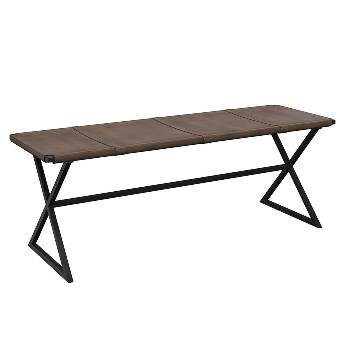 Sunpan Elon Bench - Vintage Cognac Leather Clearance
