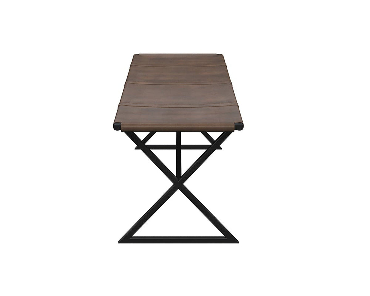 Sunpan Elon Bench - Vintage Cognac Leather Clearance