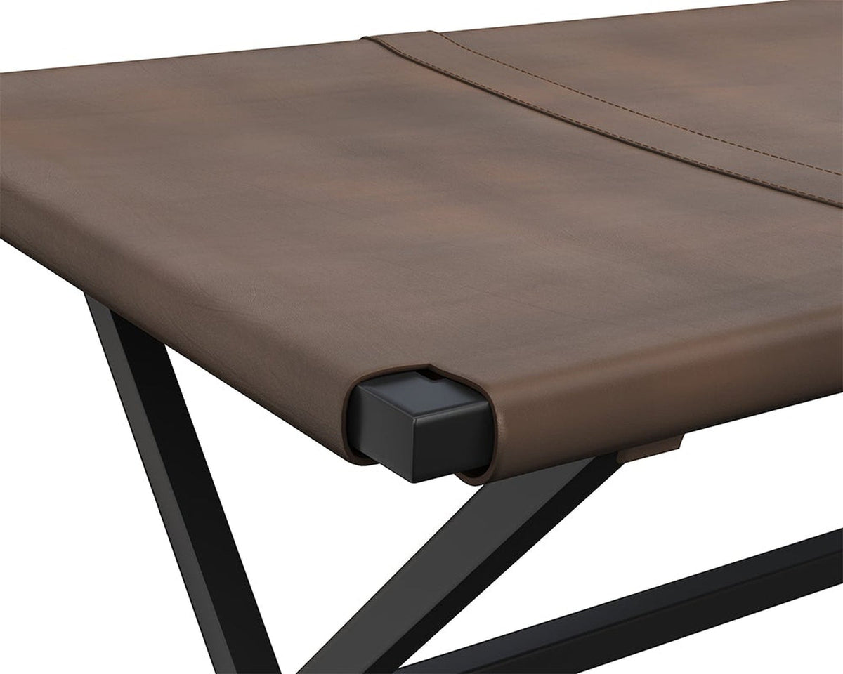 Sunpan Elon Bench - Vintage Cognac Leather Clearance