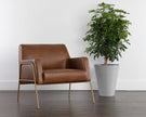 Sunpan Cybil Lounge Chair - Vintage Caramel Leather Clearance