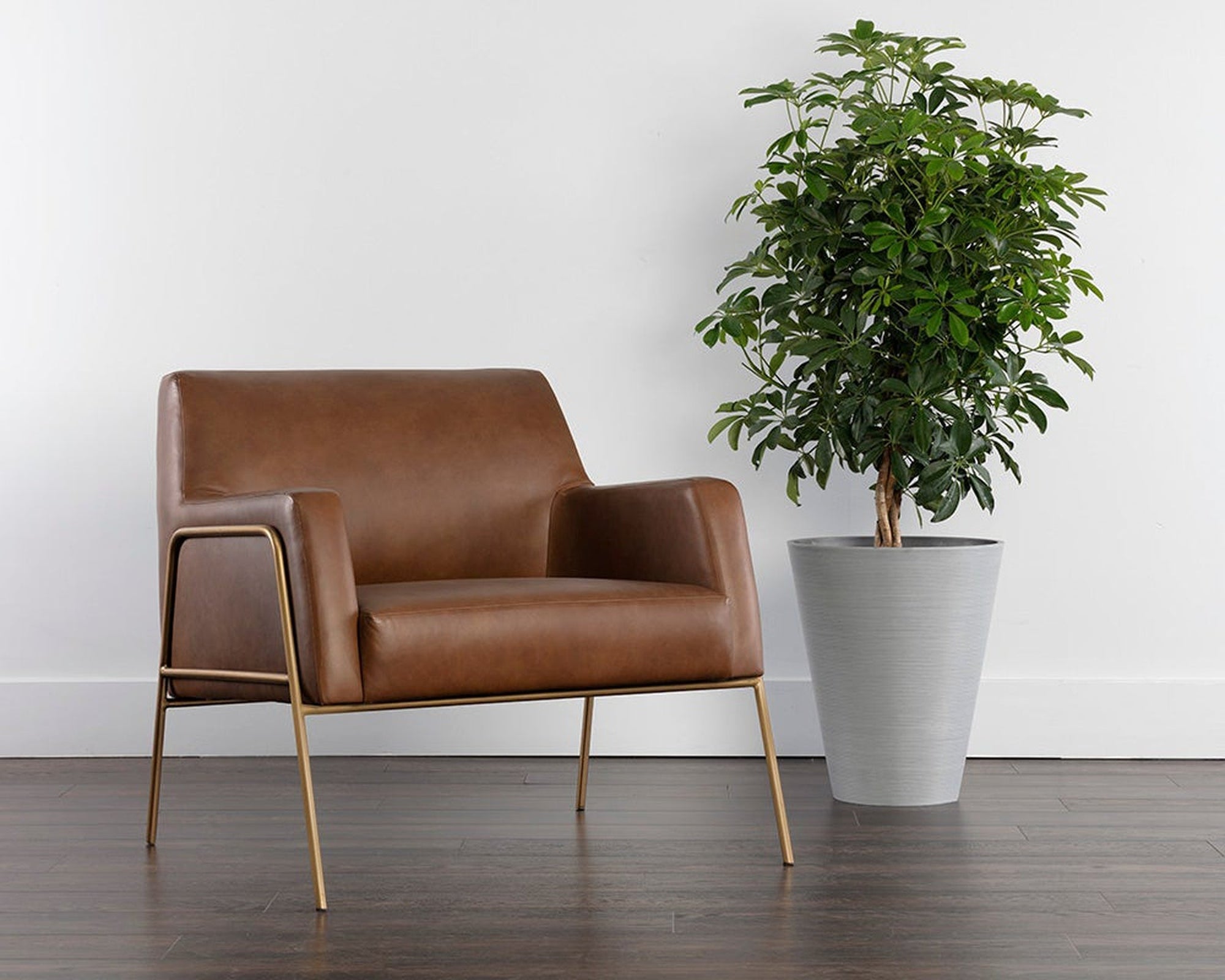 Sunpan Cybil Lounge Chair - Vintage Caramel Leather Clearance