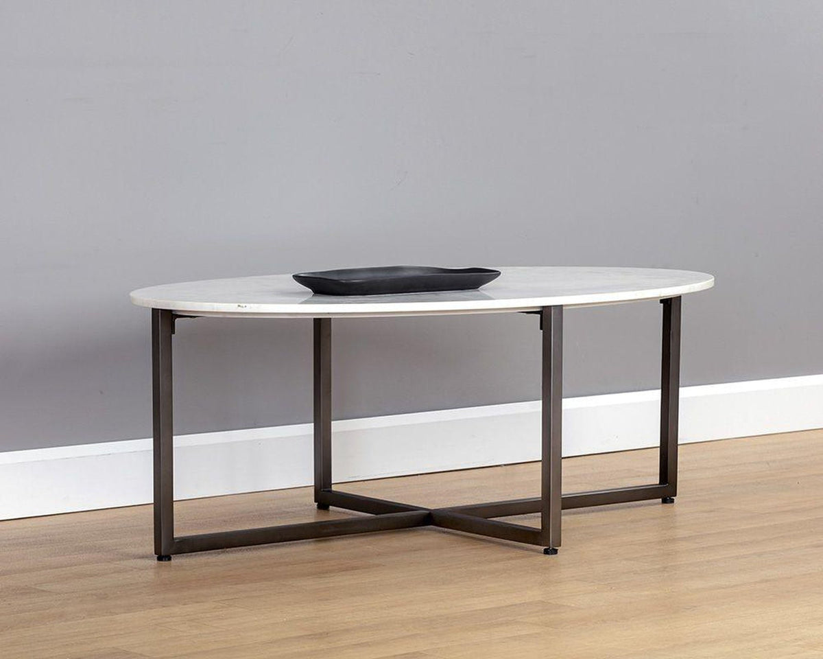 Sunpan Kiara Coffee Table - Gun Metal - White Marble