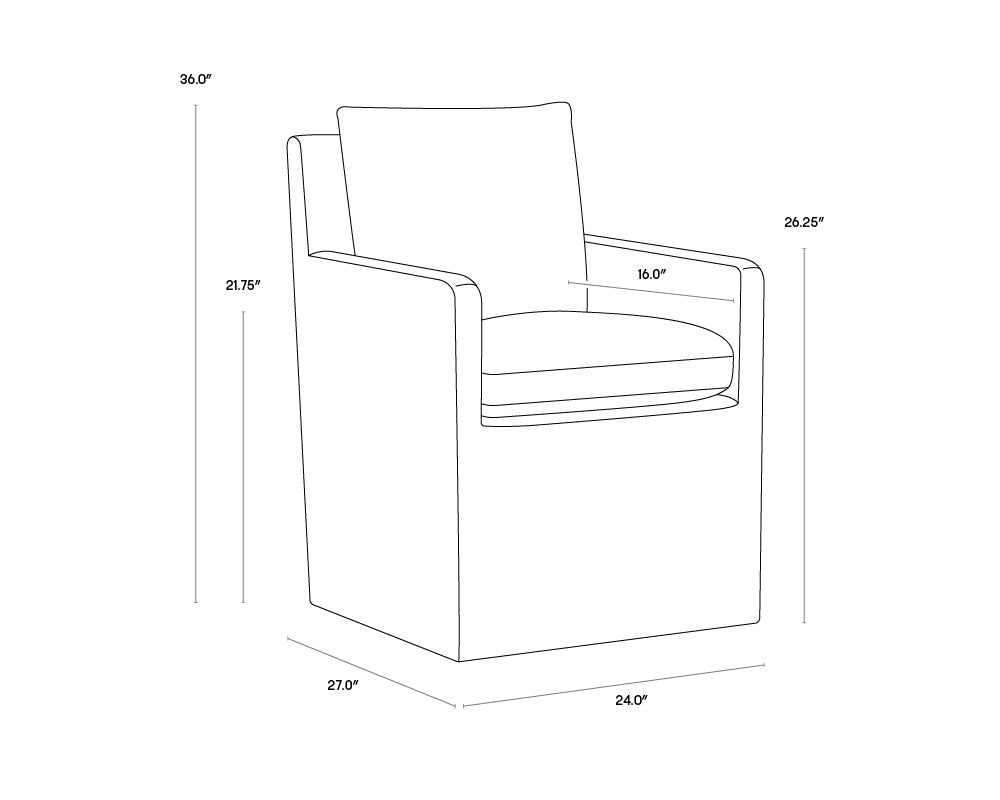 Sunpan Glenrose Wheeled Dining Armchair