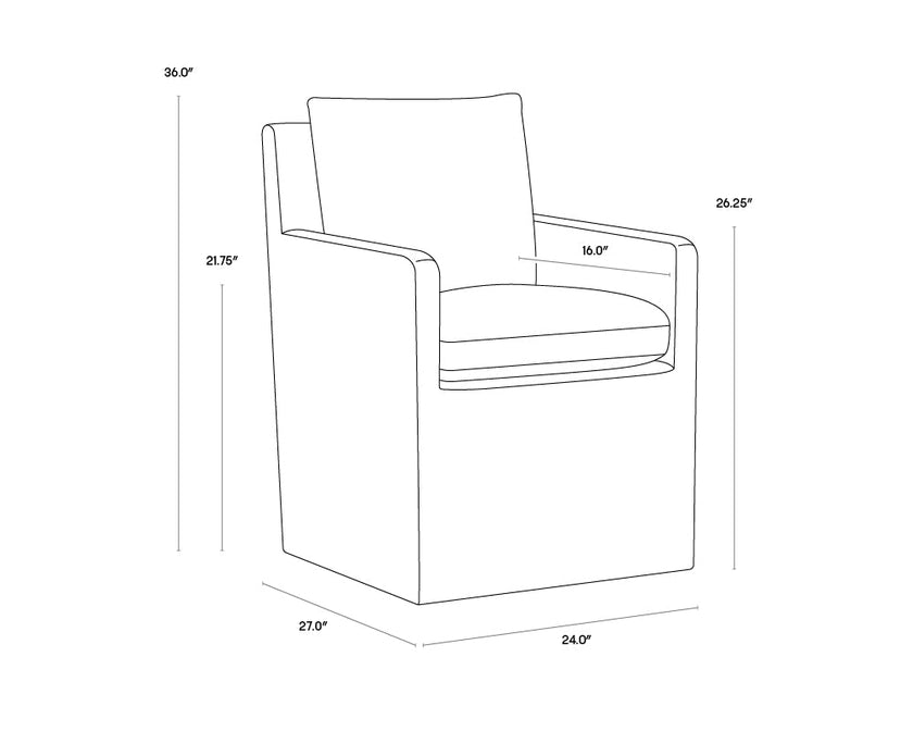 Sunpan Glenrose Wheeled Dining Armchair
