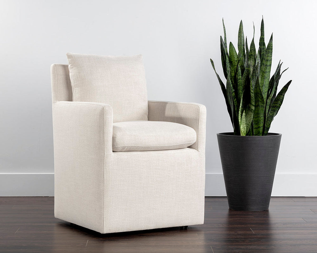 Sunpan Glenrose Wheeled Dining Armchair