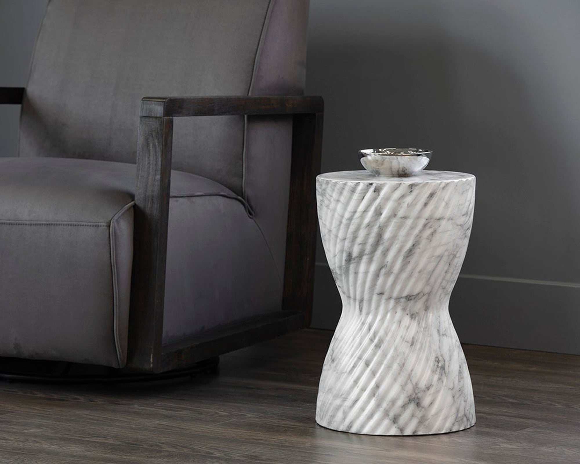 Sunpan Cara End Table Marble Look