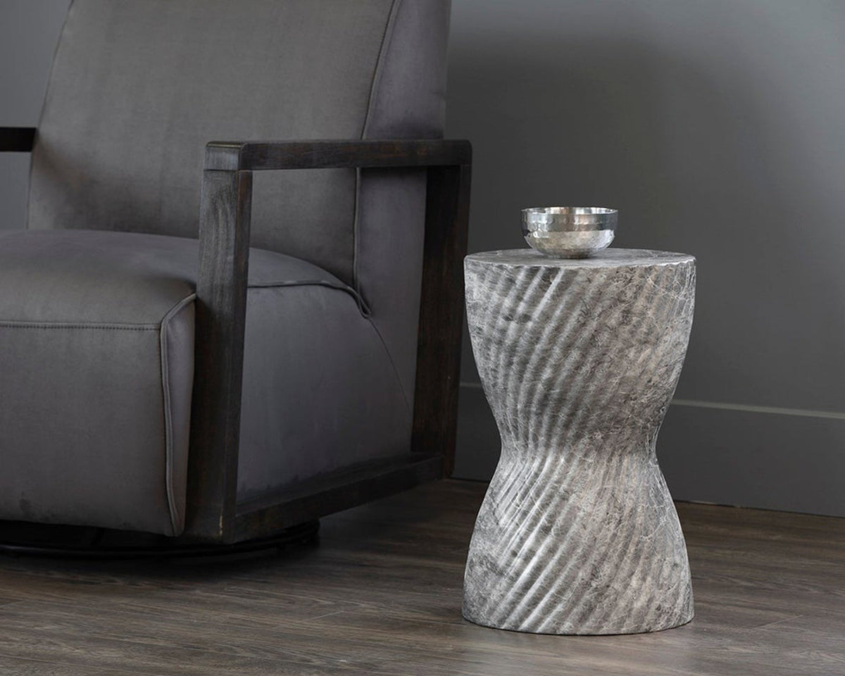 Sunpan Cara Grey End Table Marble Look