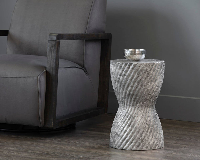 Sunpan Cara Grey End Table Marble Look