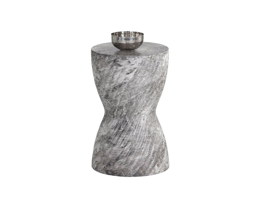 Sunpan Cara Grey End Table Marble Look