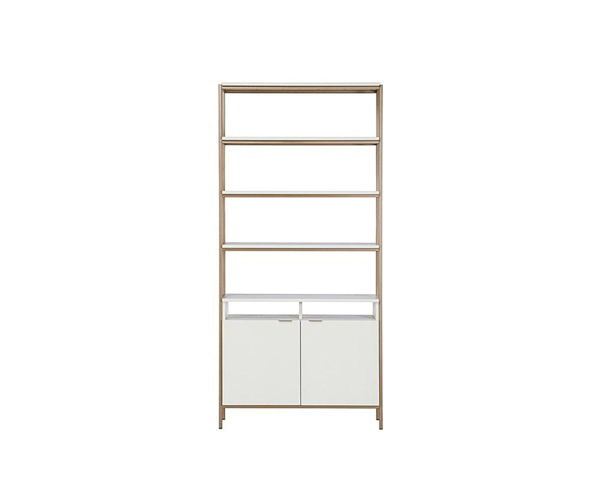 Sunpan Ambrose Modular Bookcase Champagne Gold Cream
