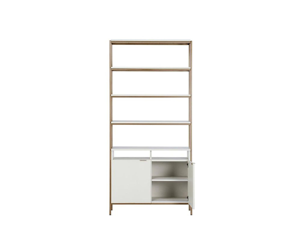 Sunpan Ambrose Modular Bookcase Champagne Gold Cream