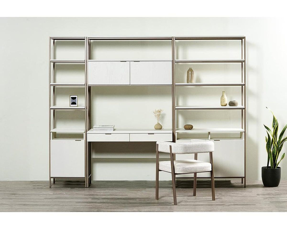 Sunpan Ambrose Modular Bookcase Champagne Gold Cream