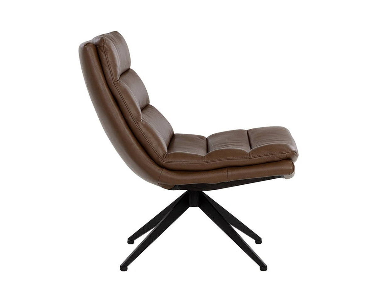 Sunpan Keller Swivel Lounge Chair - Missouri Mahogany Leather Clearance