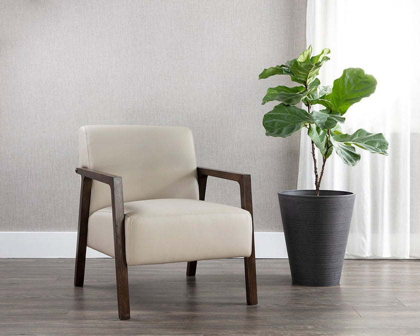 Sunpan Neymar Lounge Chair - Linea Light Grey Leather Clearance