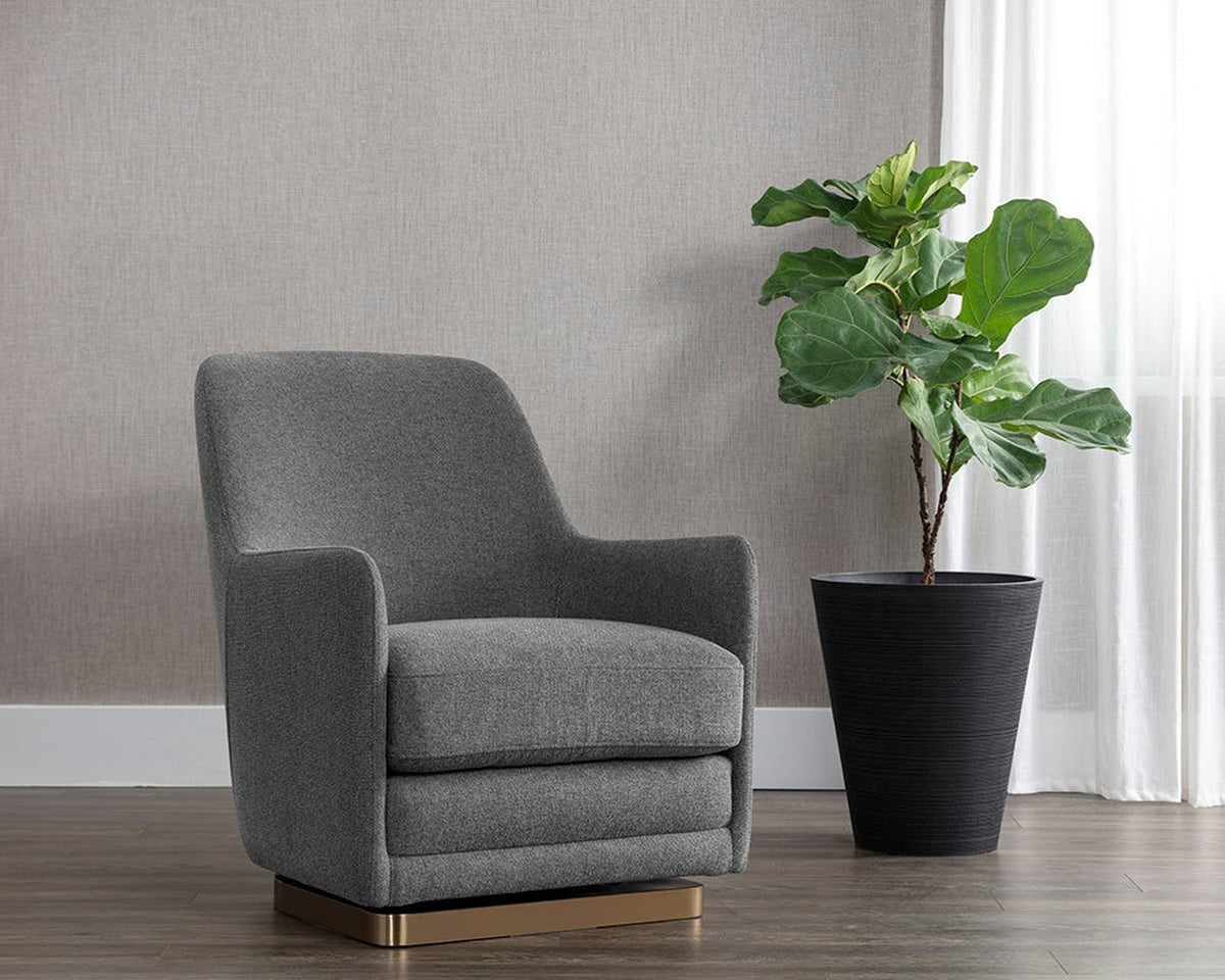 Sunpan Marcela Swivel Lounge Chair - Belfast Koala Grey Clearance