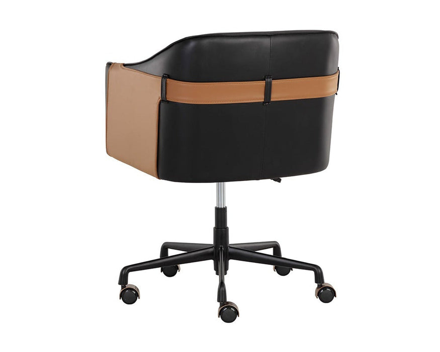 Sunpan Carter Office Chair - Napa Black / Napa Cognac