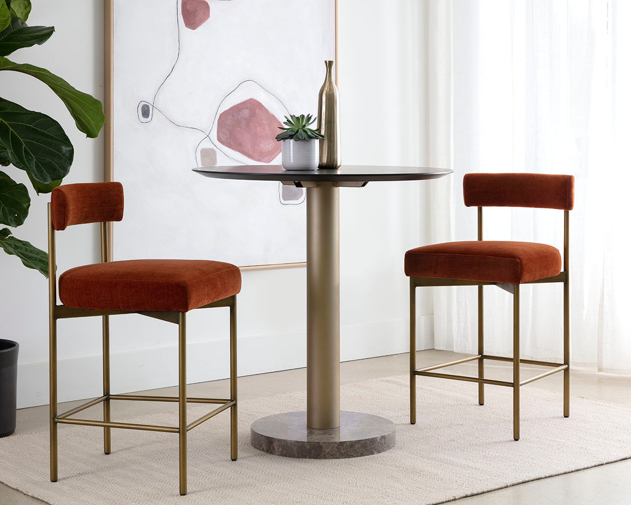 Sunpan Seneca Counter Stool - Antique Brass