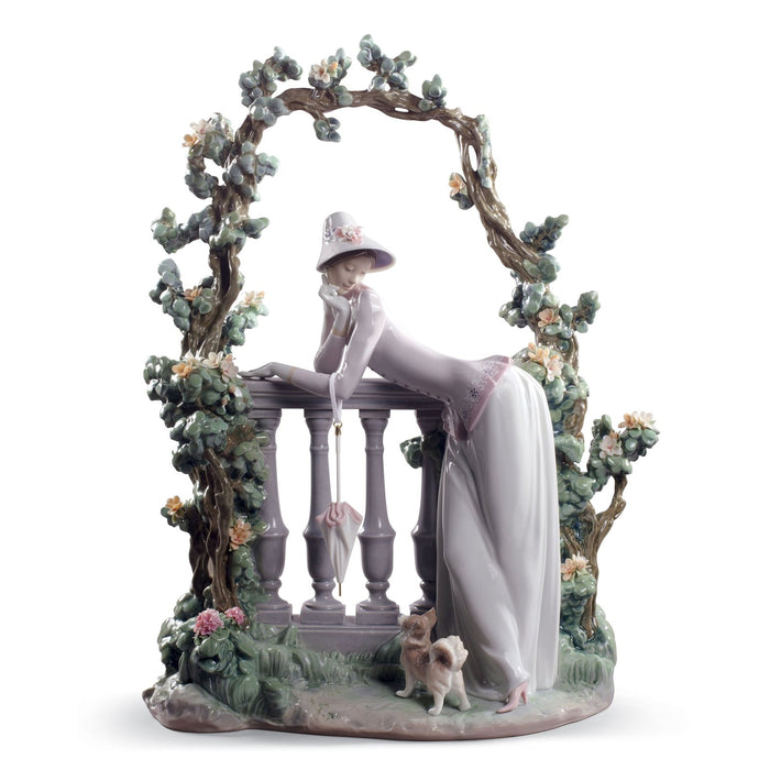 Lladro In The Balustrade Woman Sculpture