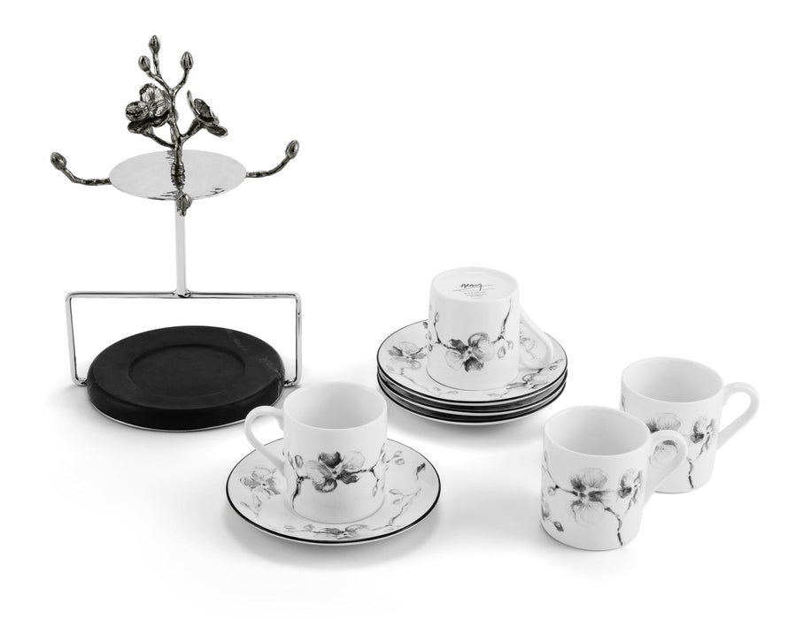 Michael Aram Black Orchid Demitasse Set with Stand