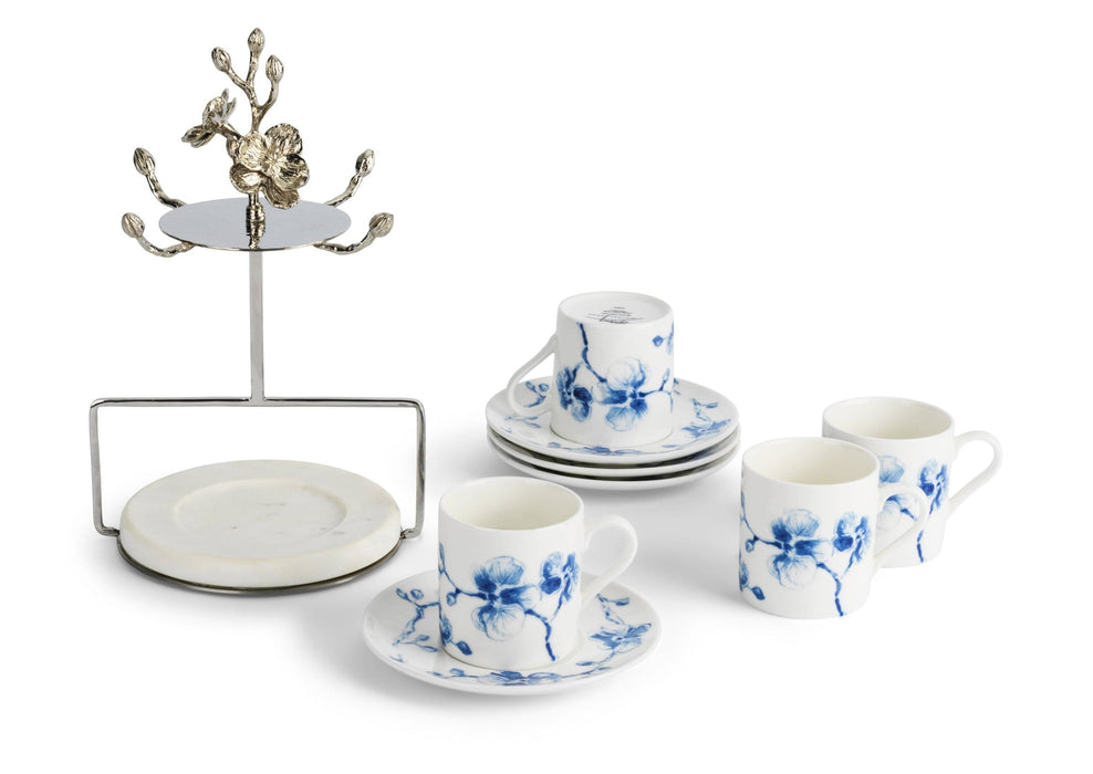 Michael Aram Blue Orchid Demitasse Set with Stand