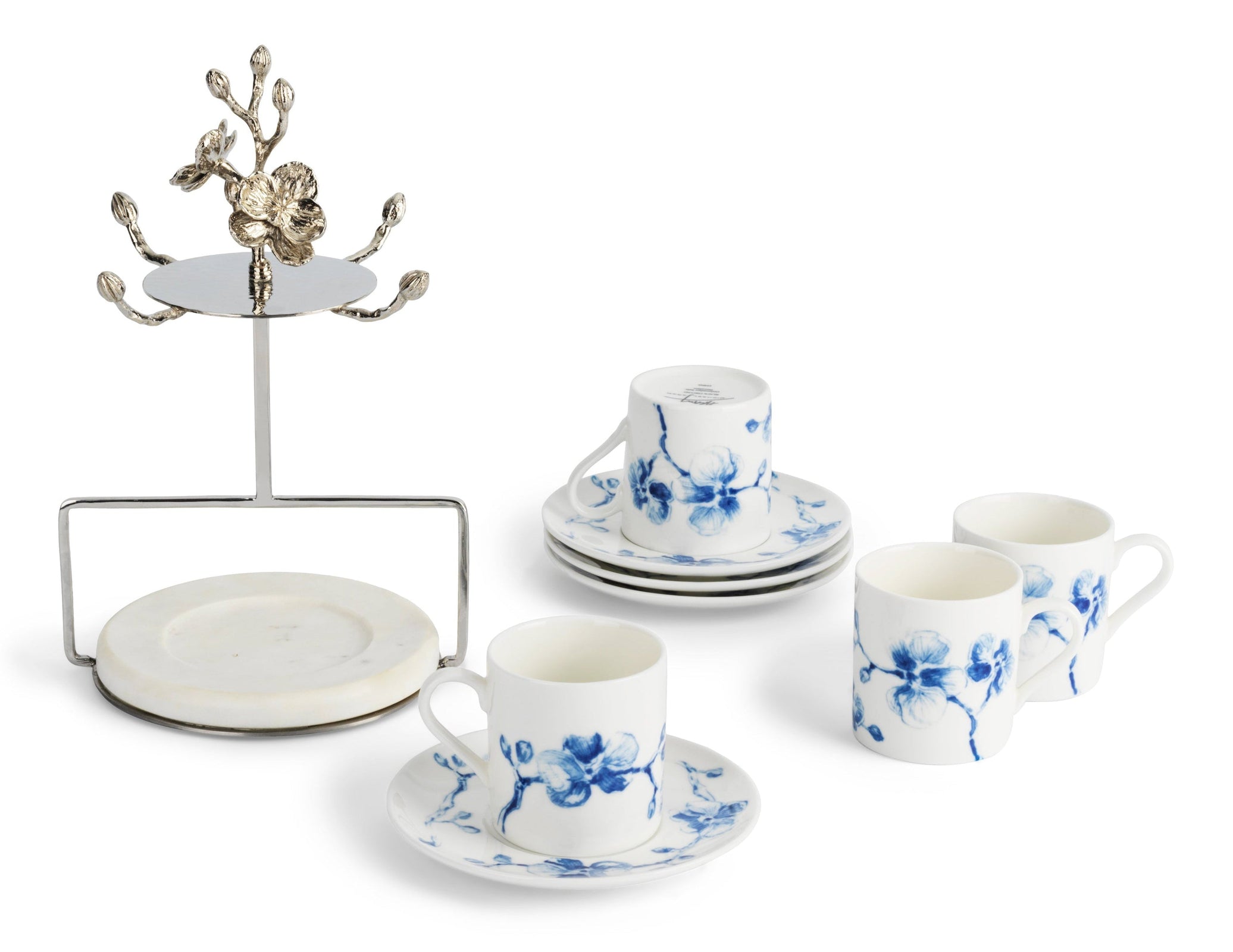 Michael Aram Blue Orchid Demitasse Set with Stand