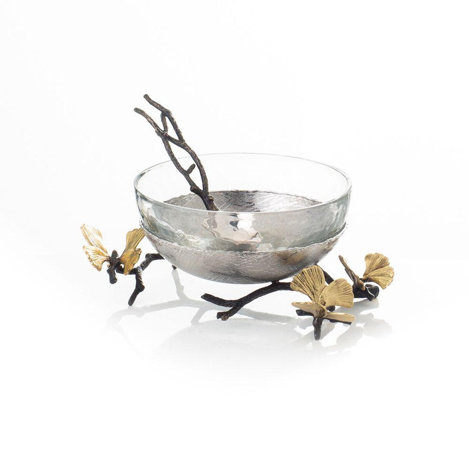 Michael Aram Butterfly Ginkgo Glass Nut Dish w/ Spoon