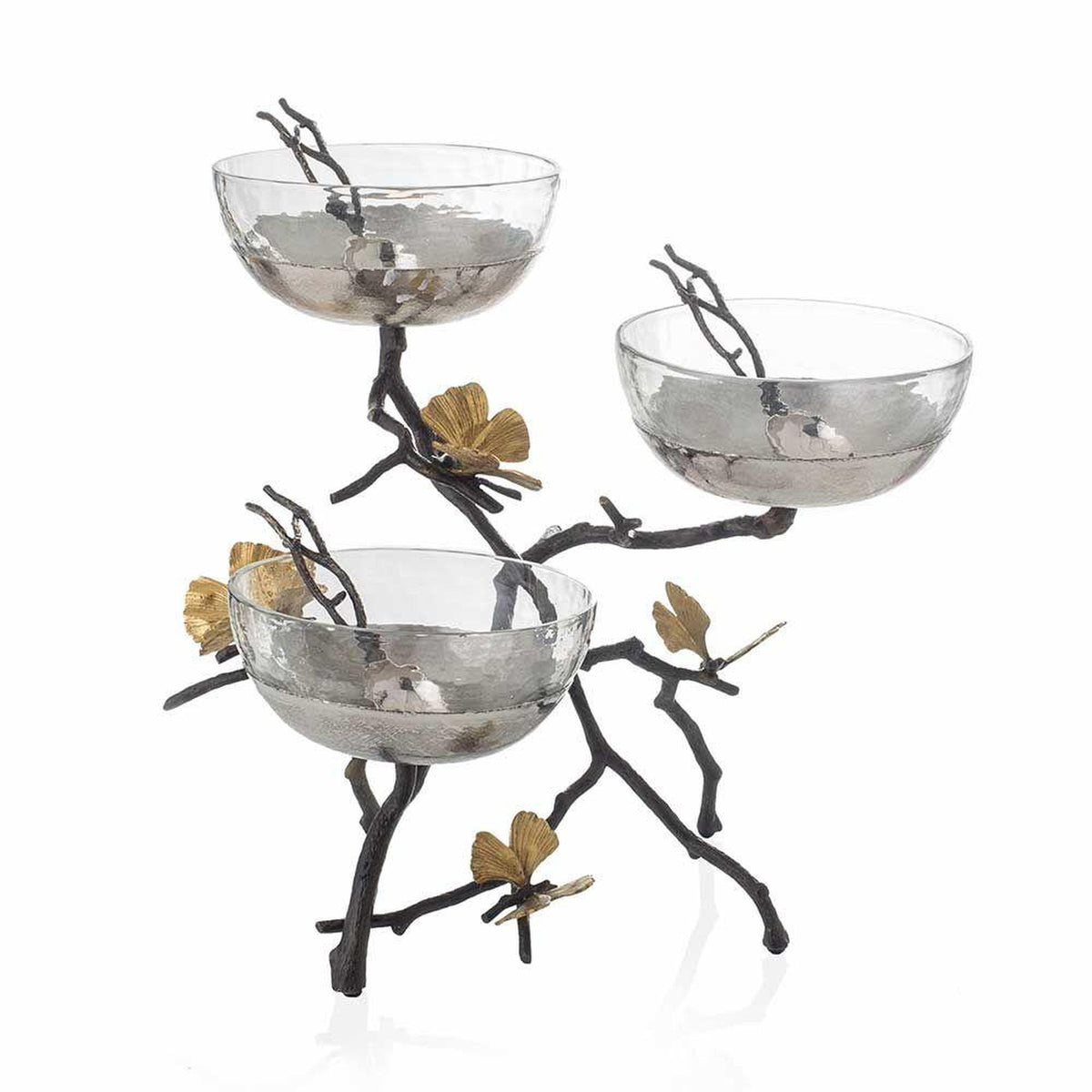 Michael Aram Butterfly Ginkgo Triple Bowl Set w/ Spoons
