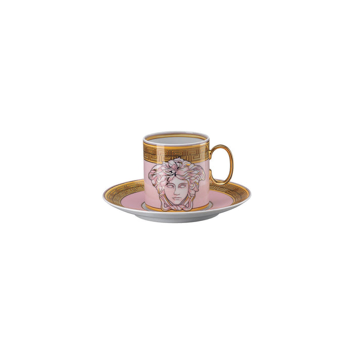 Versace Medusa Amplified Coffee Cup & Saucer in Pink Coin