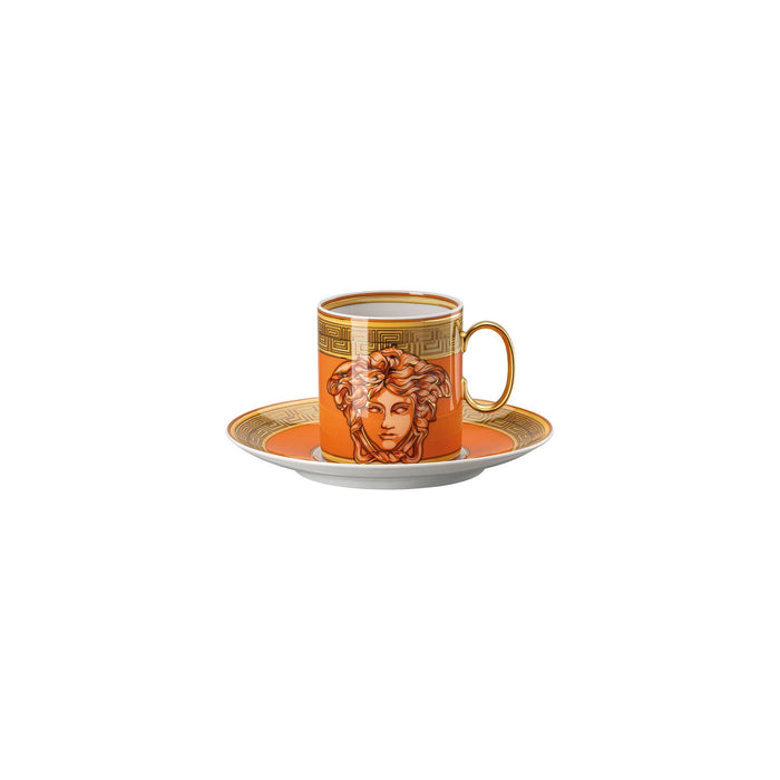Versace Medusa Amplified Coffee Cup & Saucer in Orange Coin