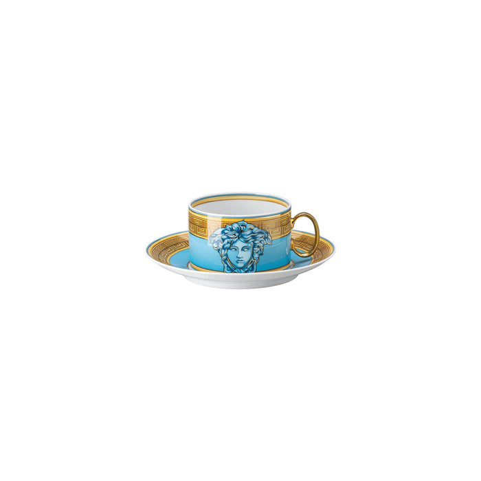 Versace Medusa Amplified Tea Cup & Saucer - Blue Coin