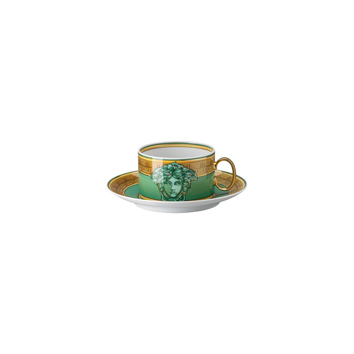 Versace Medusa Amplified Tea Cup & Saucer - Green Coin