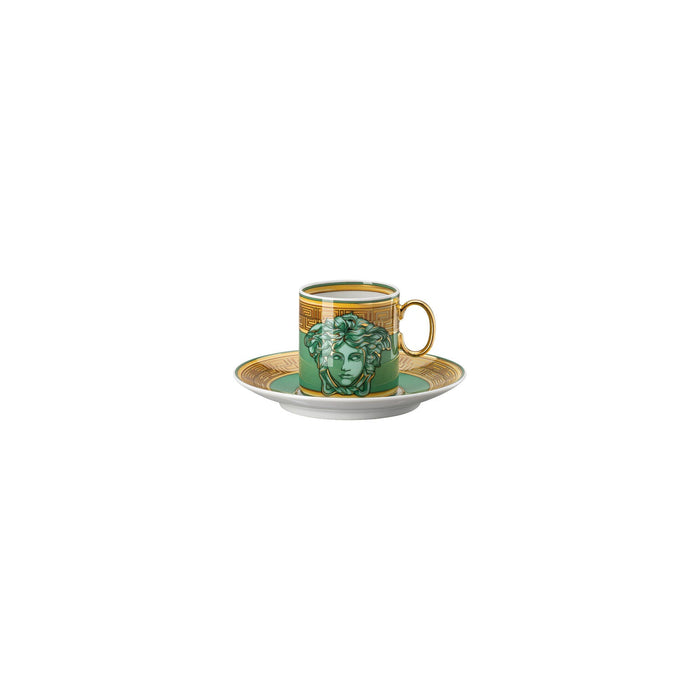 Versace Medusa Amplified AD Cup & Saucer - Green Coin