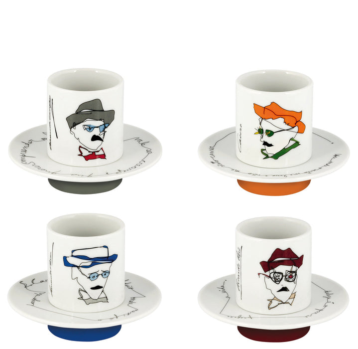 Vista Alegre Heteronimos Coffee Cups & Saucers By Catarina Pestana - Set of 4