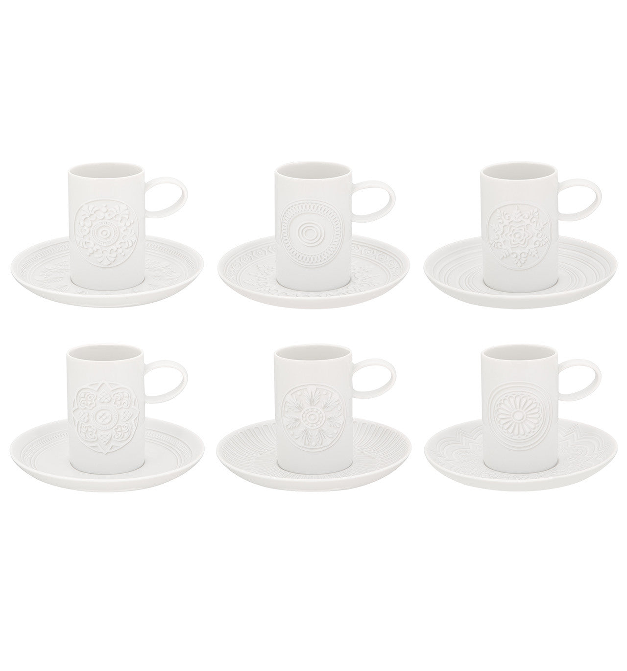 Vista Alegre Ornament Coffee Cup & Saucer By Sam Baron - Set of 6