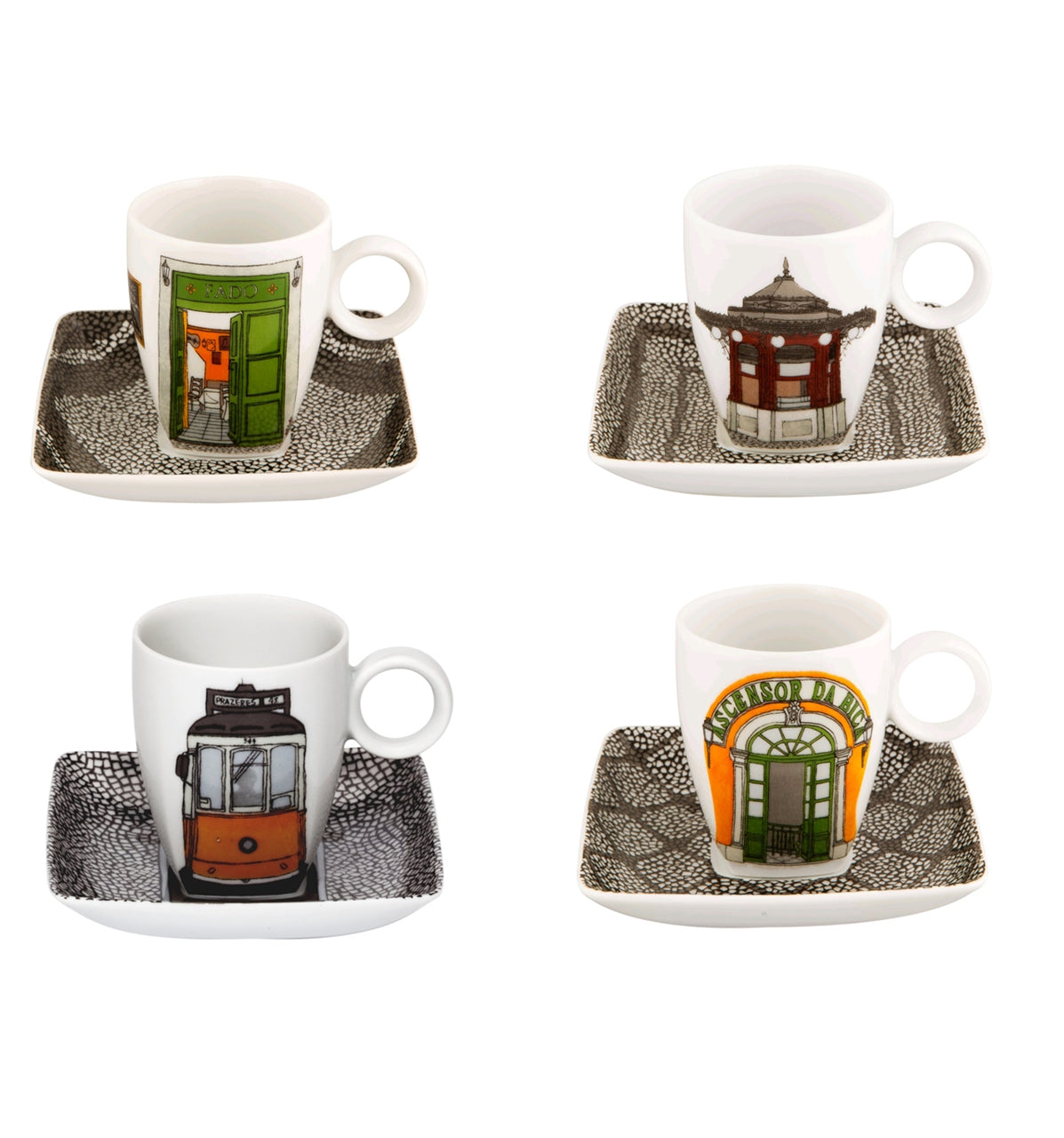 Vista Alegre Alma De Lisboa Cups & Saucers By Beatriz Lamanna - Set of 4