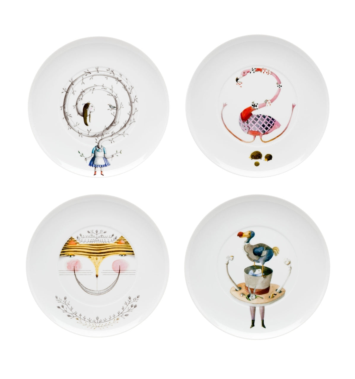 Vista Alegre Tea with Alice Dessert Plates (Gift Box) By Teresa Lima - Set of 4