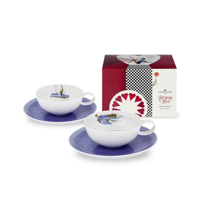 Vista Alegre Tea with Alice Tea Cup & Saucer + Tea Bag (Gift Box) By Teresa Lima - Set of 2