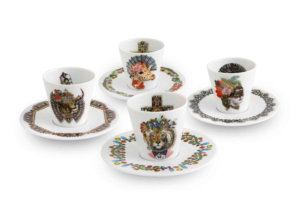 Vista Alegre Christian Lacroix - Love Who You Want Expresso Cups And Saucers By Christian Lacroix - Set of 4