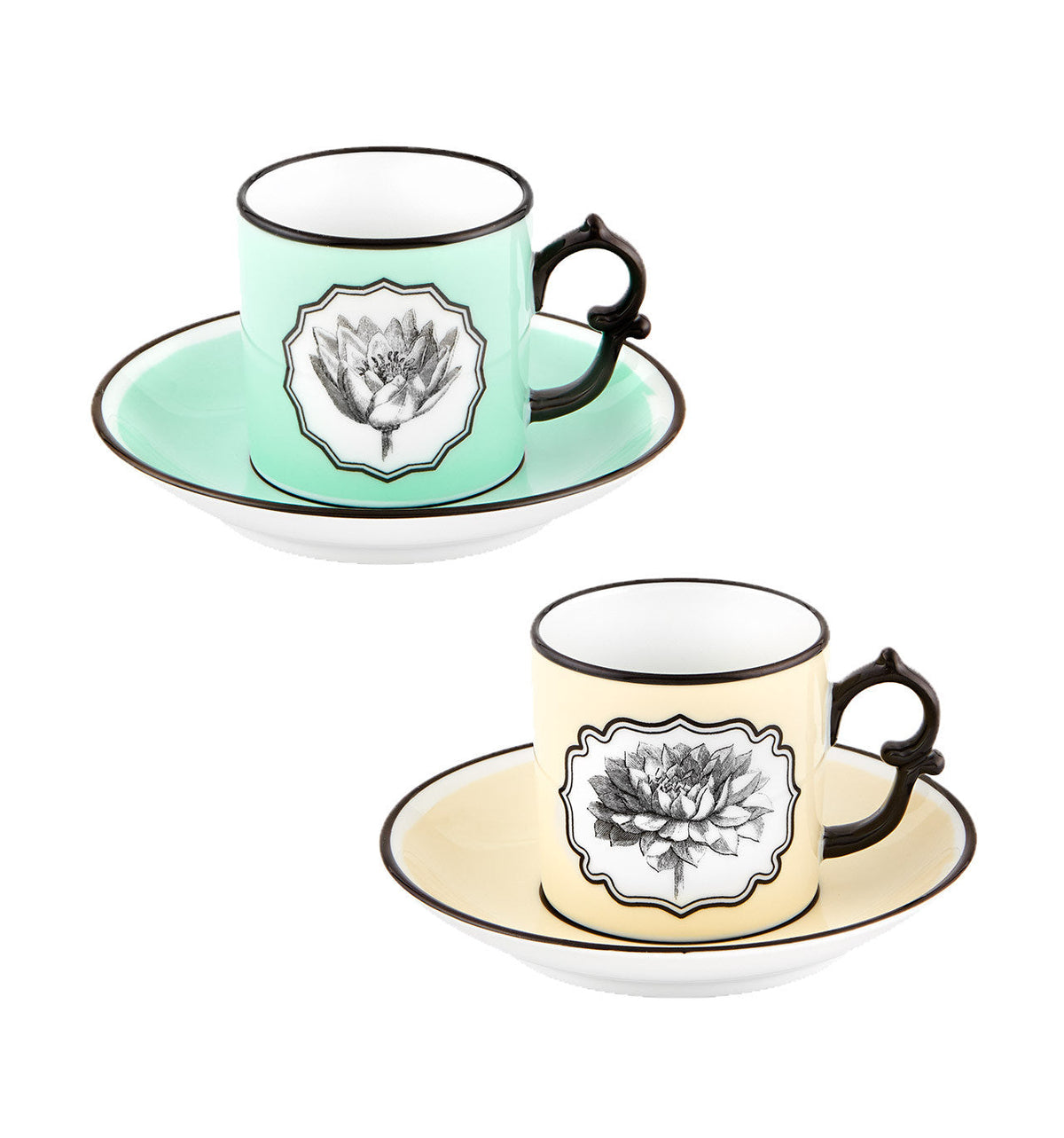 Vista Alegre Christian Lacroix - Herbariae Coffe Cups And Saucer Yellow And Green By Christian Lacroix - Set of 2