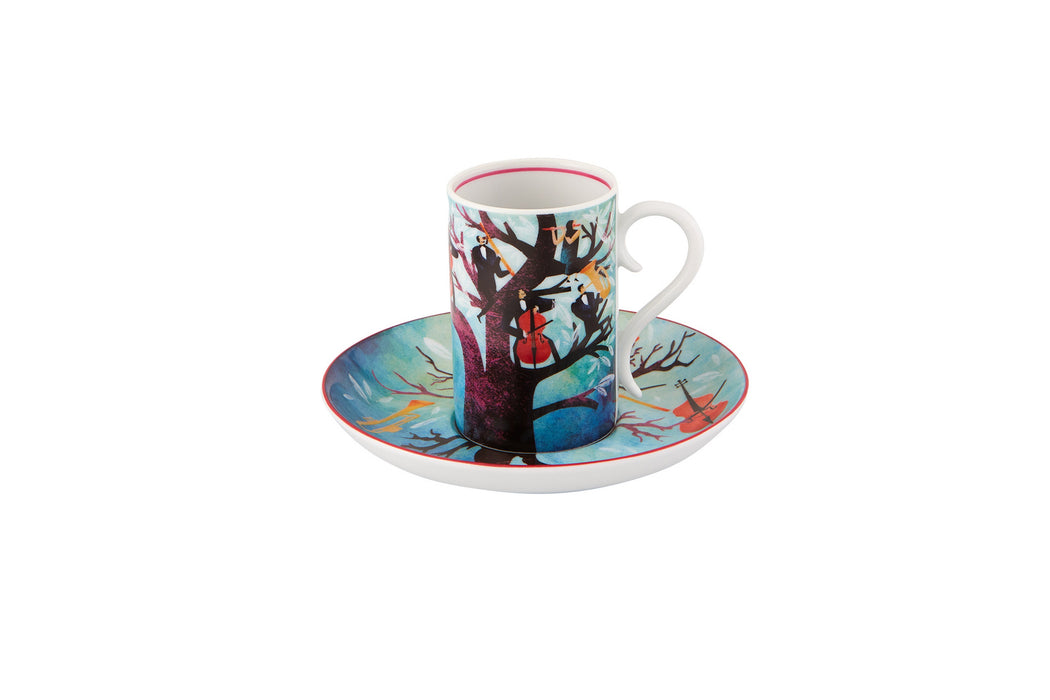 Vista Alegre Fur Beethoven Coffee Cups & Saucer By Fatinha Ramos - Set of 4