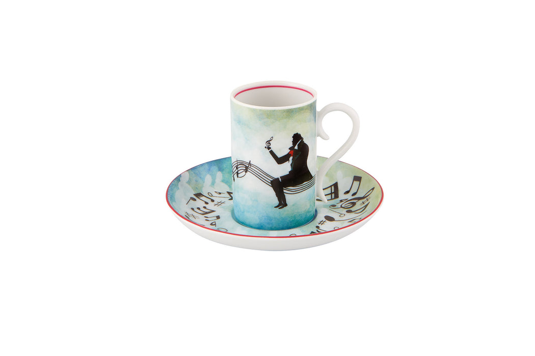 Vista Alegre Fur Beethoven Coffee Cups & Saucer By Fatinha Ramos - Set of 4